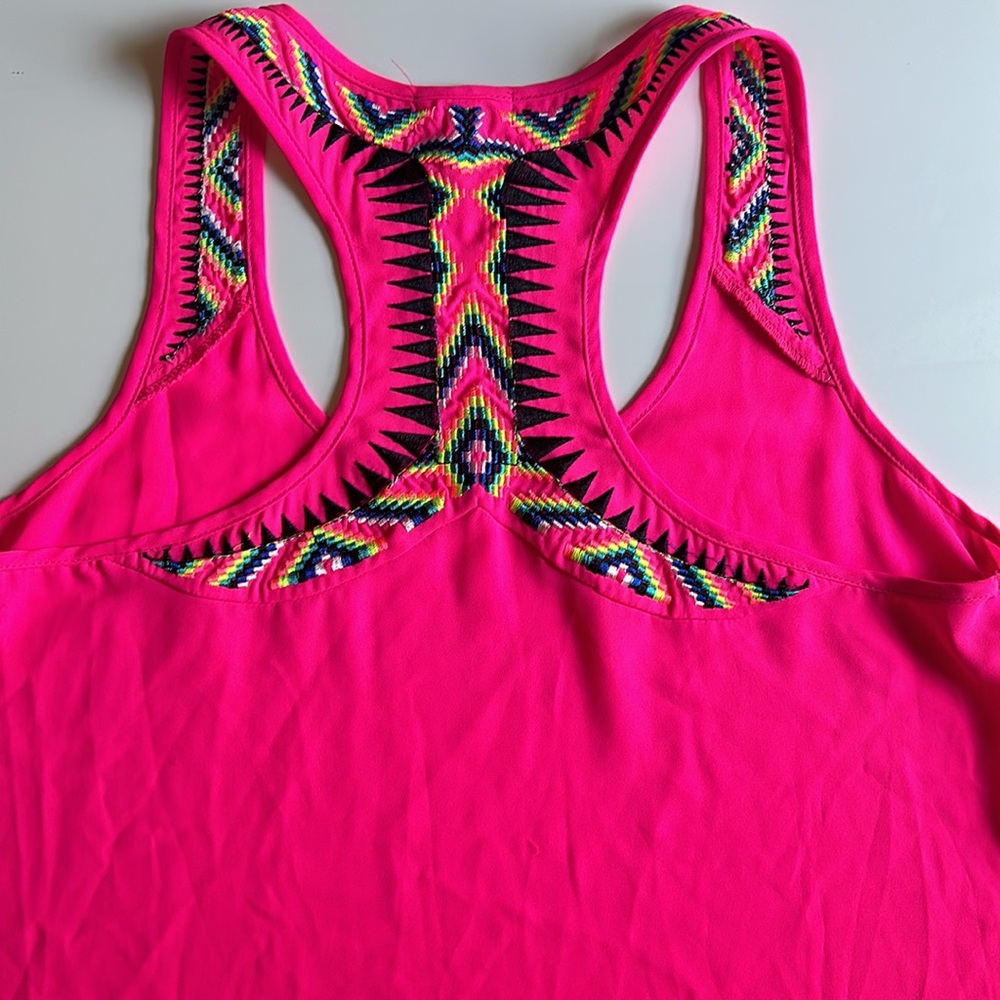 Flowery hot pink racer back tank top